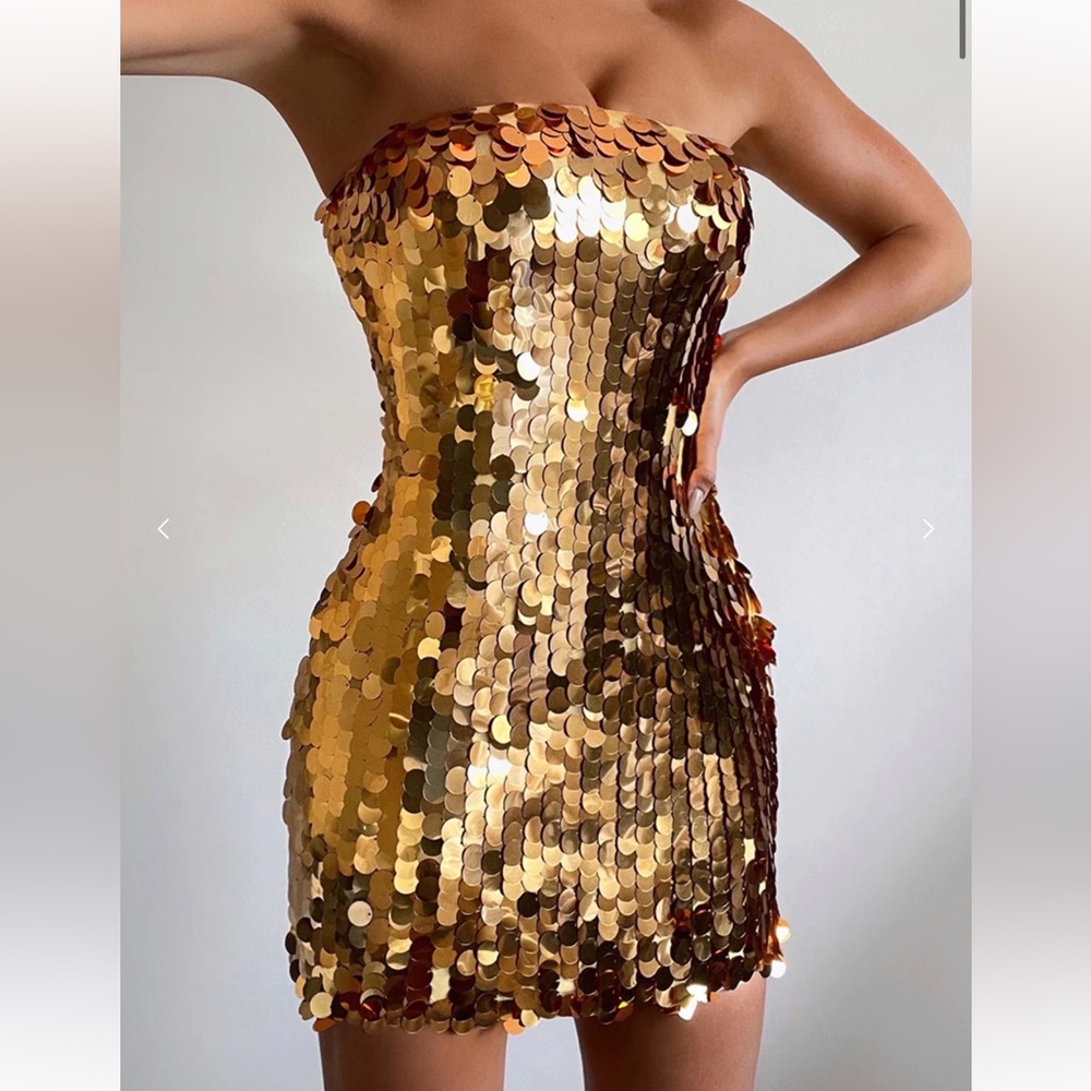 GOLD SEQUIN MINI DRESS